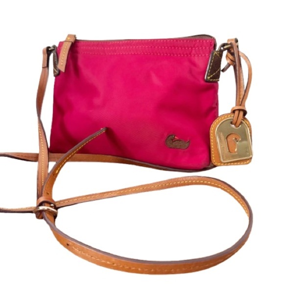 Dooney & Bourke Handbags - Dooney Bourke Red Nylon Leather Crossbody Bag Timeless Old Money Designer